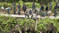 Melancarkan Mobilitas Masyarakat, Satgas Yonif Raider 200/BN Laksanakan Perbaikan Jembatan
