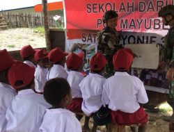 Peringatan Hari Anak, Satgas TNI Ajak Anak-Anak Mayuberi Belajar Tekun