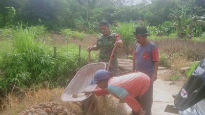 TMMD Kodim 1210/Landak, Kalbar Mulai Pengerjaan Fisik Secara Bergotong-Royong