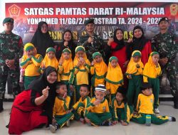 Anak PAUD Al-Ikhlas Menyerbu Kotis Satgas Pamtas Yonarmed 11 Kostrad di Nunukan